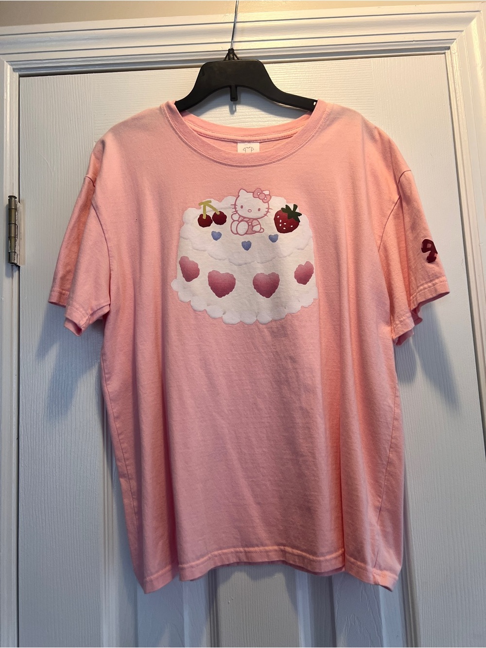 Hello Kitty Pink Graphic Tee with Cake and Fruit